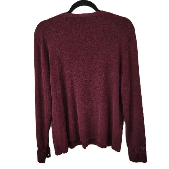 LIZ CLAIBORNE Cotton Purple Cardigan XL Women's V-Neck Long Sleeve Sweater - Picture 5 of 6